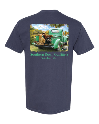 Dogs in Truck Youth Southern Down Outfitters Short Sleeve Tee