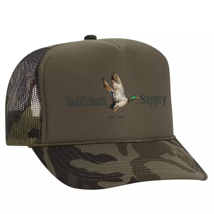 Saddleback Supply Foam Snapback Trucker Hat Shoot Em Logo-Dark Camo/c